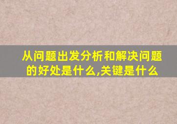 从问题出发分析和解决问题的好处是什么,关键是什么