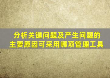 分析关键问题及产生问题的主要原因可采用哪项管理工具