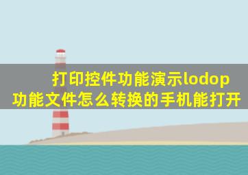 打印控件功能演示lodop功能文件怎么转换的手机能打开