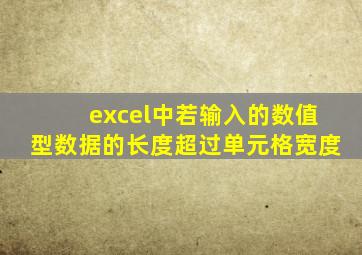 excel中若输入的数值型数据的长度超过单元格宽度