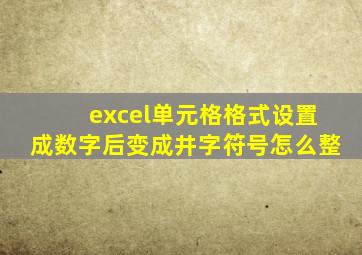 excel单元格格式设置成数字后变成井字符号怎么整