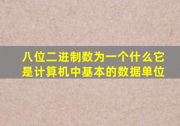 八位二进制数为一个什么它是计算机中基本的数据单位