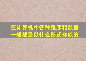 在计算机中各种程序和数据一般都是以什么形式存放的