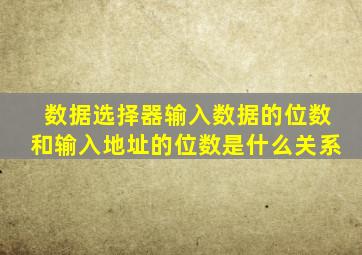 数据选择器输入数据的位数和输入地址的位数是什么关系