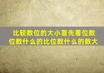 比较数位的大小首先看位数位数什么的比位数什么的数大