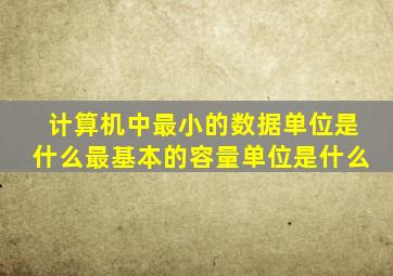 计算机中最小的数据单位是什么最基本的容量单位是什么