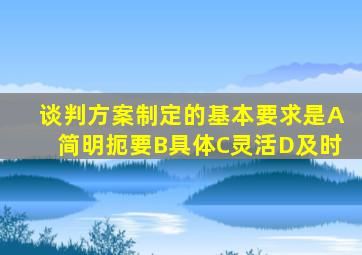 谈判方案制定的基本要求是A简明扼要B具体C灵活D及时